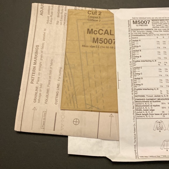 McCall’s M5007 sewing pattern uncut - Picture 3 of 4